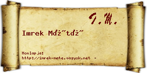 Imrek Máté névjegykártya